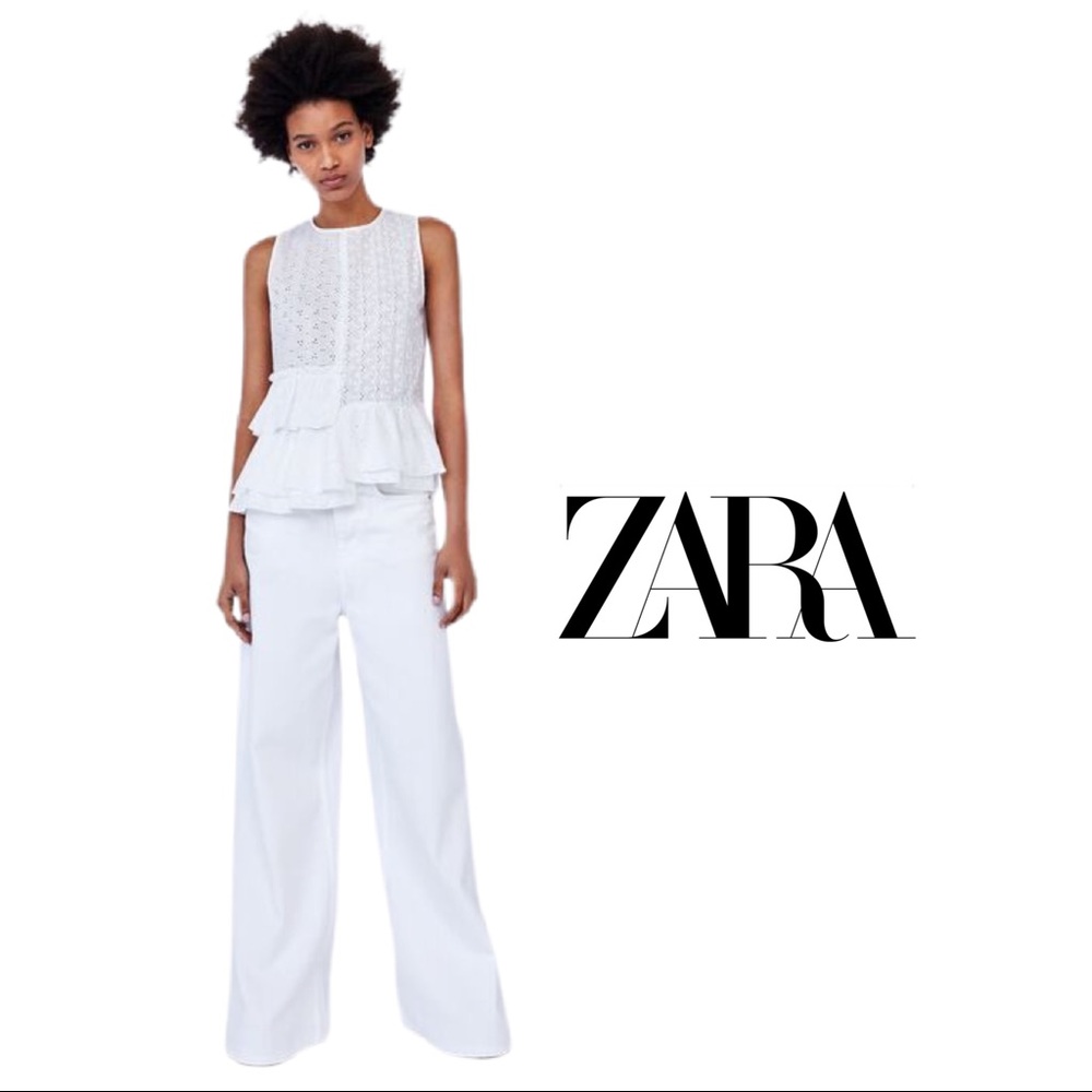 NEW Zara Tiered Eyelet Sleeveless Blouse